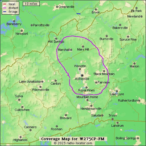 Coverage Map for W275CP-FM